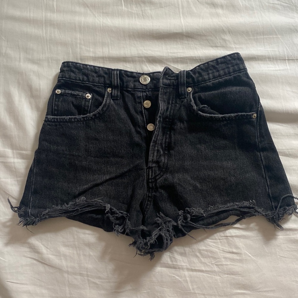 Zara High Waisted Black Jean Shorts